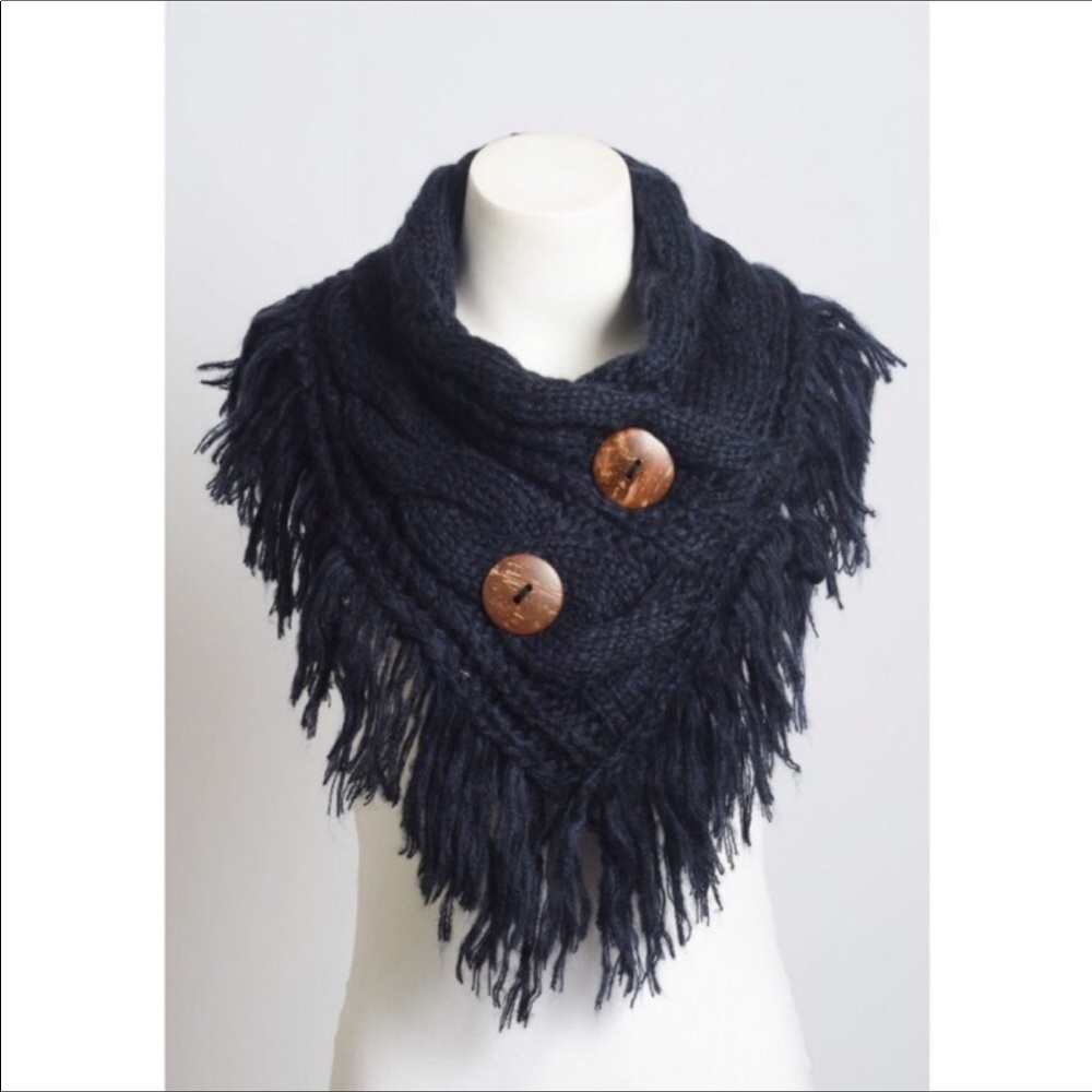 Navy Button Infinity Scarf - Picture 3 of 4
